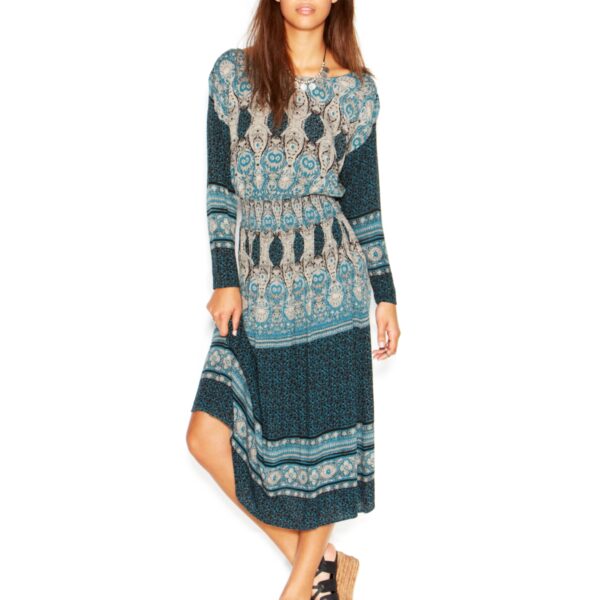 Free People She's A Lady Long-Sleeve Printed Midi Dress