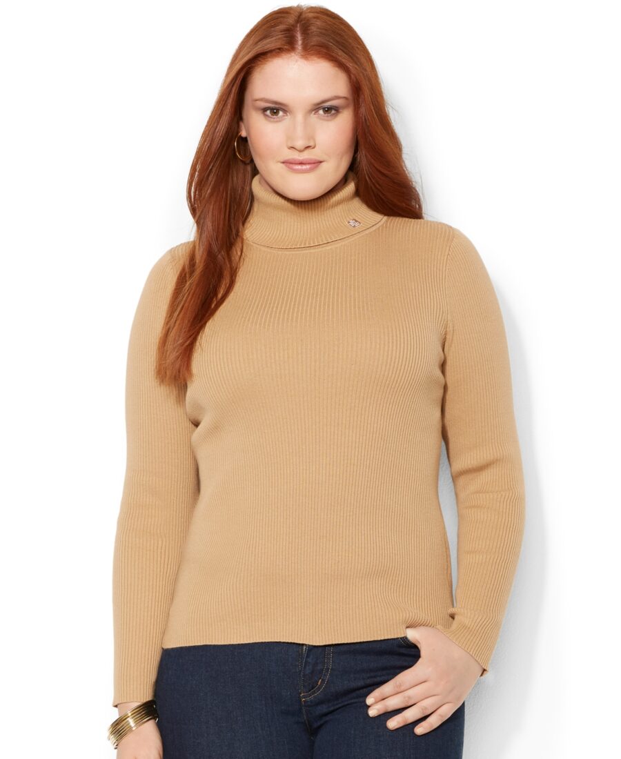 Lauren Ralph Lauren Plus Size Ribbed Turtleneck Sweater