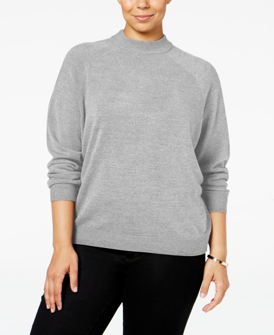 Karen Scott Plus Size Mock-Turtleneck Sweater, Only at Macy's