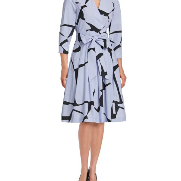 Ivanka Trump Women's Wrap Dress, Torn Blue/Black, 6