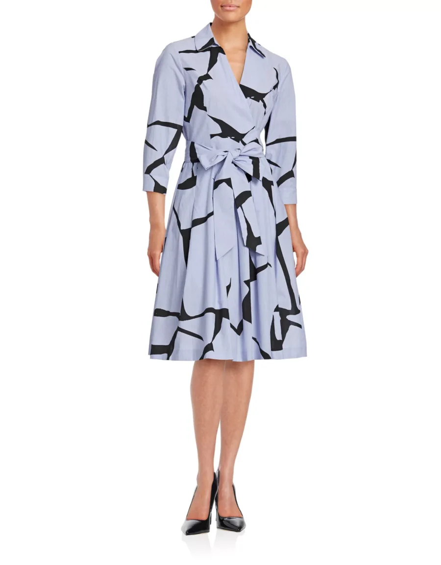 Ivanka Trump Women's Wrap Dress, Torn Blue/Black, 6