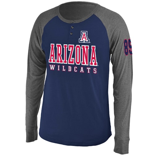 Arizona Wildcats Colosseum Spotter Lightweight Long Sleeve Henley T-Shirt - Navy/ Heather Gray