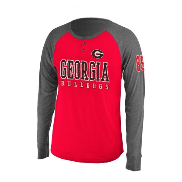 Georgia Bulldogs Colosseum Spotter Lightweight Long Sleeve Henley T-Shirt - Red/ Heather Gray