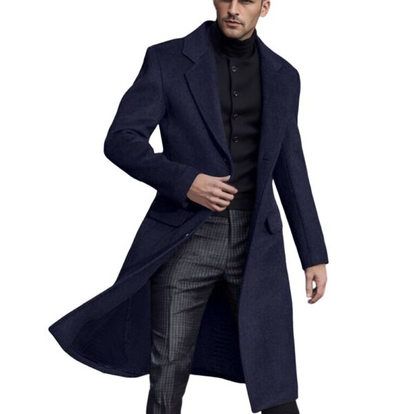 Jumesgu Men's Coats Big and Tall Men's Trench Coat Long Winter Classic Top Pea Coat (Navy M)