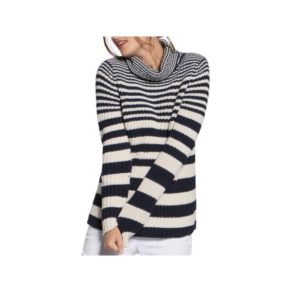 Basler Women's Striped Cotton Turtleneck Sweater