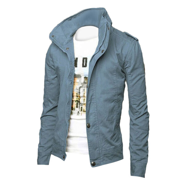 M548 Men's Stand Collar Cotton Casual Jackets Denim Blue 3xl